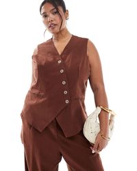 Vero Moda - Linen Touch Asymmetric Button Front Waistcoat Co-ord - Lyst