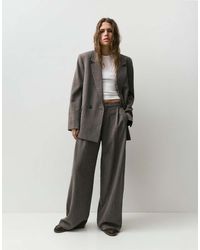 Pull&Bear - Blazer Doppiopetto A Righe Talpa - Lyst
