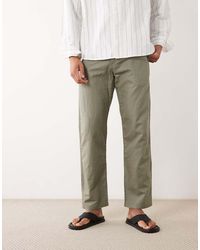 SELECTED - Pantalones Caquis De Corte Recto De Mezcla De Lino De -Verde - Lyst