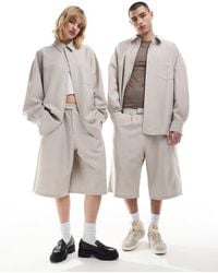 Collusion - Unisex Co-ord Relaxed Wide Leg Tailored Shorts - Lyst