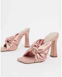 ASOS Бежевые Атласные Мюли С Перекрутом - Естественный