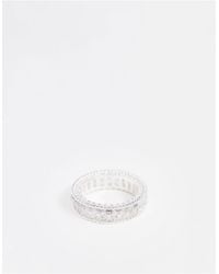 ASOS Ring With Baguette Cubic Zirconia Stones - Metallic