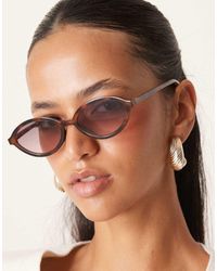ASOS - Slim Oval Sunglasses - Lyst