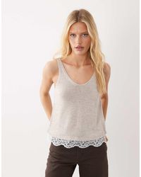 Jdy - Lace Detail Knitted Singlet - Lyst