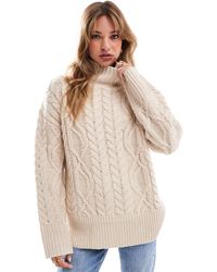 Brave Soul - Pull à col roulé en maille torsadée - taupe - Lyst
