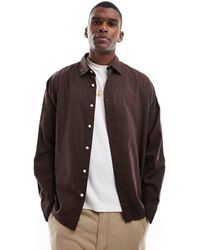 Jack & Jones - Camisa Marrón De Corte Cuadrado Con Bajo Recto De -Blanco - Lyst