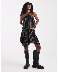 Miss Selfridge - Polka Dot Hanky Hem Mini Skirt - Lyst