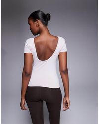 4505 - Plush Feel Scoop Back Short Sleeve Layering Top - Lyst
