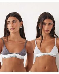 Calvin Klein - Icon Cotton Modal 2 Pack Lightly Lined Triangle Bra - Lyst