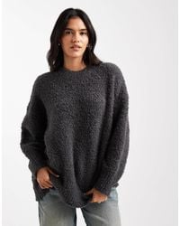 ASOS - Oversized Boucle Jumper With Curved Hem - Lyst