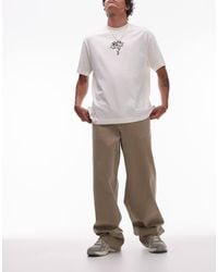 TOPMAN - Extra Wide Leg Twill Trousers - Lyst