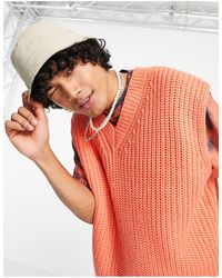 ASOS Knitted Sleeveless V Neck Jumper - Orange