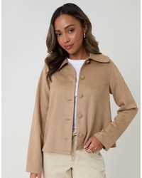 Threadbare - Faux Suede Peter Pan Collar Cropped Jacket - Lyst