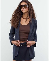 Stradivarius - Blazer Aperto A Righe Testurizzato - Lyst