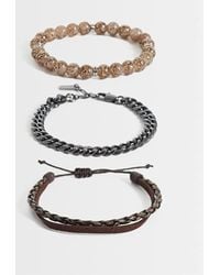 ASOS - 4 Pack Light Brown Beaded Chain And Faux Leather Strap Bracelet - Lyst