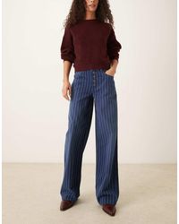 Free People - Striped Nia Boyfriend Jeans - Lyst