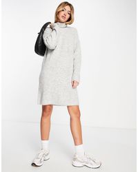 Pieces - High Neck Knitted Mini Dress - Lyst