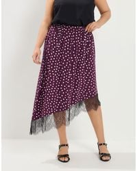 Yours Clothing - Polka Dot Lace Asymmetric Hem Skirt - Lyst