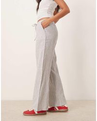 Gina Tricot - Broek Van Linnenmix Met Wijde Pijpen En Trekkoord - Lyst