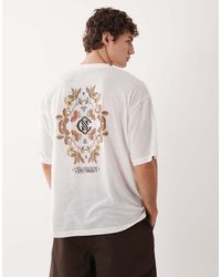 ASOS - Oversized Linen Look T-shirt With Back Floral Graphic - Lyst