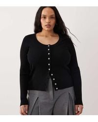 ASOS - Asos Design Curve Cotton Blend Wide Scoop Cardigan With Contrast Buttons - Lyst
