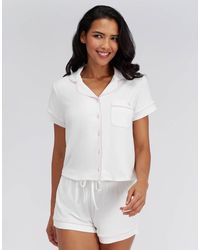Boux Avenue - Ribbed Bridal Modal Short Sleeved Pyjama Top Soft Revere Sleepwear - Lyst
