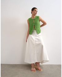 TOPSHOP - Denim Maxi Front Yoke Skirt - Lyst