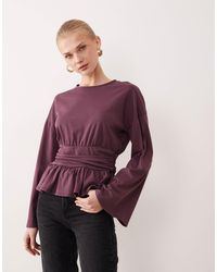 ASOS - Cinched Waist Peplum Hem Long Sleeve - Lyst