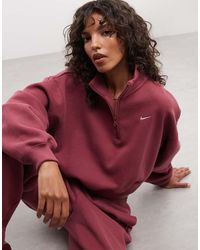 Nike - Sudadera Corta Oversize De Tejido Polar De Grosor Medio Con Media Cremallera En - Lyst