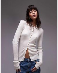 & Other Stories - Merino Wool Blend Fine Knit Fitted Cardigan With Thumbholes And Two-Way Collar - Lyst