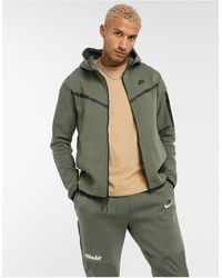 Nike Флисовый Худи Цвета Хаки На Молнии Tech-зеленый