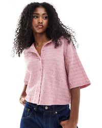ASOS - Chemise coupe carrée en tissu texturé ondulé d'ensemble à manches courtes - Lyst