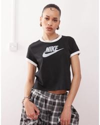 Nike - T-shirt raccourci vintage à bordures contrastantes - et blanc - Lyst