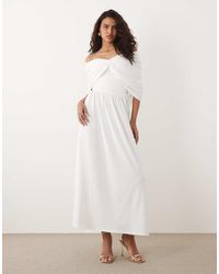 SNDY'S - Bandeau Drape Shoulder Detail Drop Waist Maxi Dress - Lyst