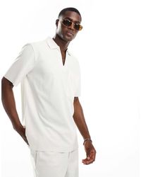 Only & Sons - Polo Plissé Color Pietra Con Colletto A Rever - Lyst