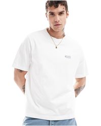 Abercrombie & Fitch - T-shirt pesante oversize bianca con logo piccolo - Lyst