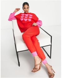 Never Fully Dressed - Pantalon d'ensemble en maille contrastante - rose/ - Lyst