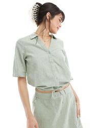 Vero Moda - Short Sleeve Cropped Linen Shirt Co-ord - Lyst