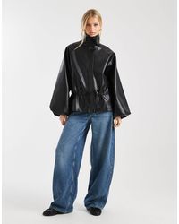 ASOS - Gathered Waist Bubble Pu Jacket - Lyst
