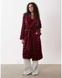 DKNY - Long Fleece Logo Robe - Lyst