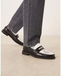 ASOS - Two Tone Penny Loafers With Tiger Graphic - Lyst
