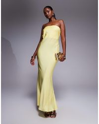 ASOS - Satin Trapeze Bandeau Maxi Dress With Bow Back Detail - Lyst