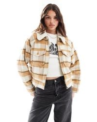 Levi's - – beige jacke aus wollmix im stil der 90er mit durchgehendem reißverschluss und karomuster - Lyst