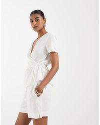 Vero Moda - Linen Touch Tie Waist Papaerbag Shorts Co-ord - Lyst