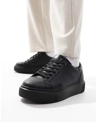 ASOS - Zapatillas De Deporte Negras Con Suela Gruesa Y Cordones De - Lyst