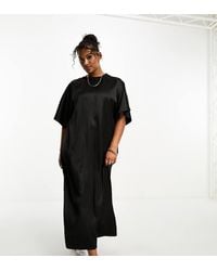 ASOS - Asos Design Curve Satin Oversized Midi Tshirt Dress - Lyst