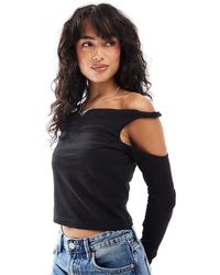 ASOS - Twist Strap Cold Shoulder Long Sleeve Top - Lyst