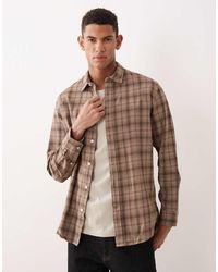SELECTED - Camicia A Maniche Lunghe Marrone E Nera A Quadri - Lyst