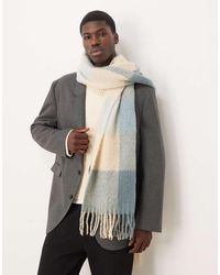 ASOS - Bufanda Claro A Cuadros Extragrande De Tejido Liso De - Lyst