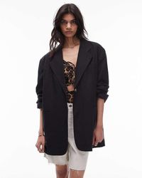 TOPSHOP - High Break Oversized Linen Blazer - Lyst